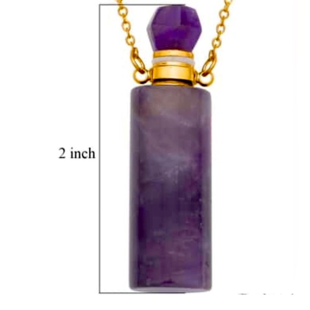 Amethyst Perfume Bottle Pendant Necklace 18-20” - Picture 5 of 5